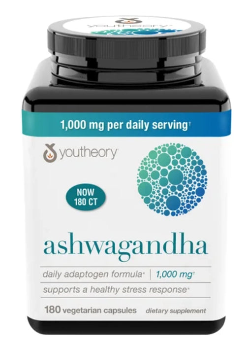 YOUTHEORY ASHWAGANDHA 1000 MG, 180 VEGETARIAN CAPSULES