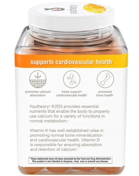 YOUTHEORY K2D3 ZERO SUGAR GUMMIES, 120 GUMMIES
