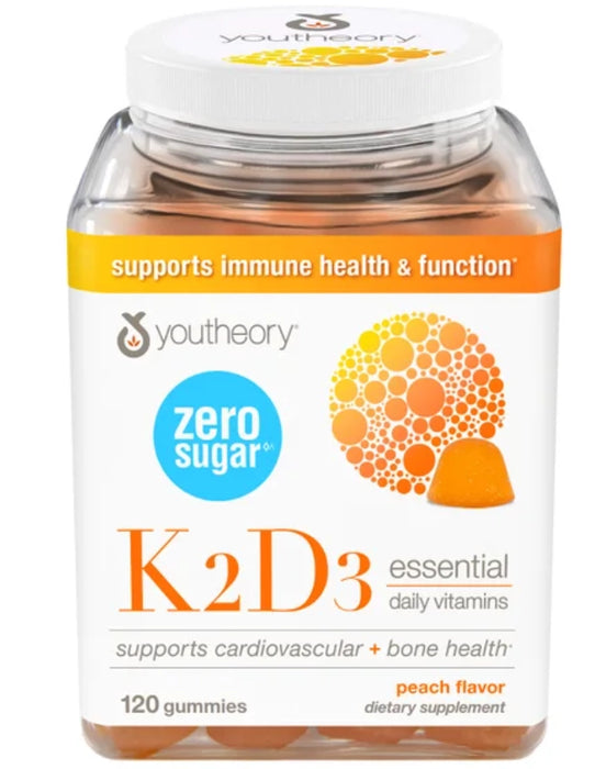 YOUTHEORY K2D3 ZERO SUGAR GUMMIES, 120 GUMMIES