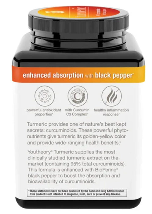 YOUTHEORY TURMERIC HEALTHY INFLAMMATION SUPPORT 2250 MG, 210 VEGETARIAN CAPSULES