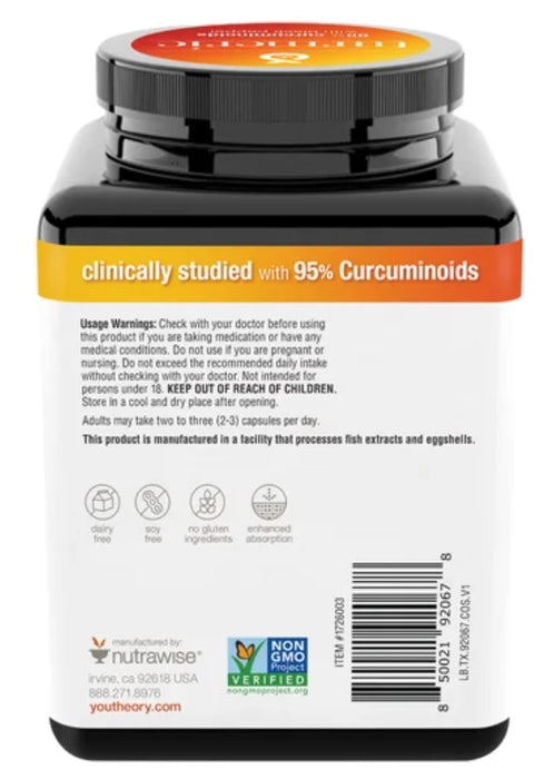 YOUTHEORY TURMERIC HEALTHY INFLAMMATION SUPPORT 2250 MG, 210 VEGETARIAN CAPSULES
