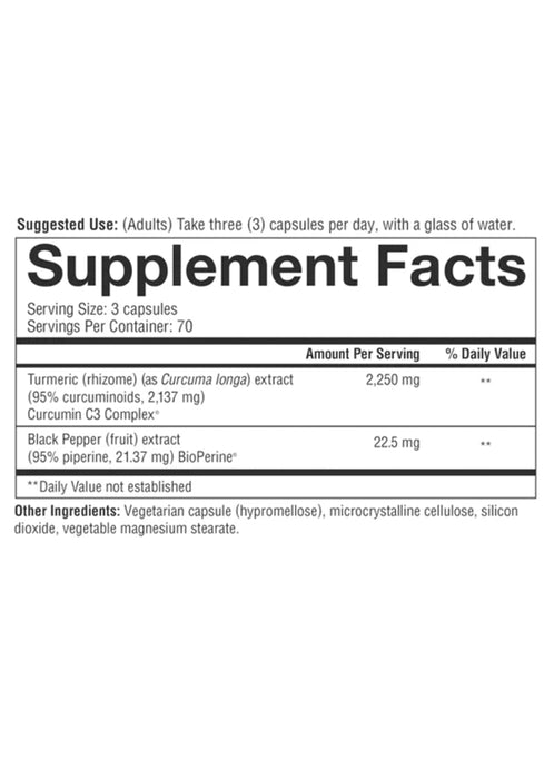 YOUTHEORY TURMERIC HEALTHY INFLAMMATION SUPPORT 2250 MG, 210 VEGETARIAN CAPSULES