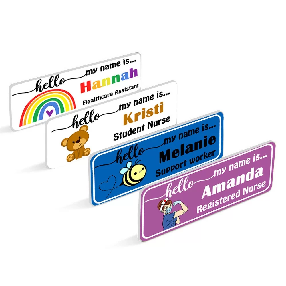 PERSONALIZED NAME BADGE NAME TAGS - MAGNETIC CLIP