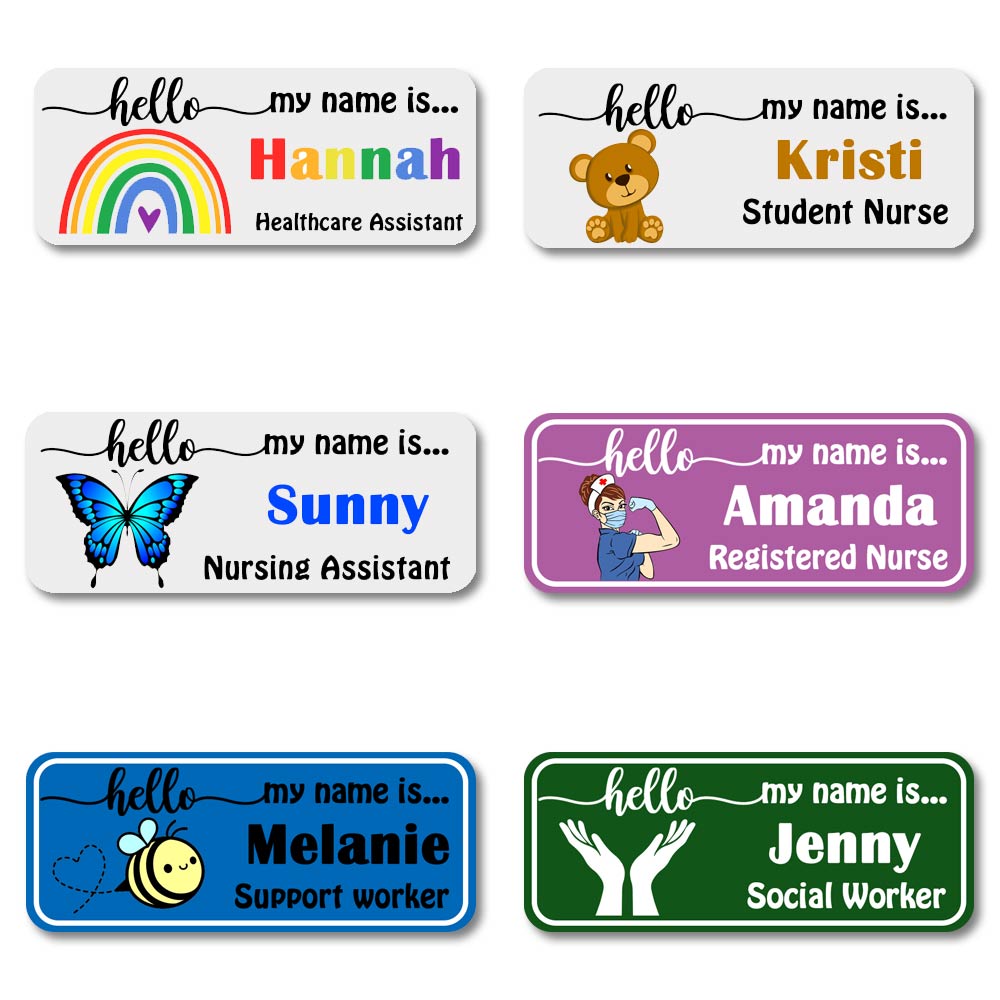 PERSONALIZED NAME BADGE NAME TAGS - MAGNETIC CLIP