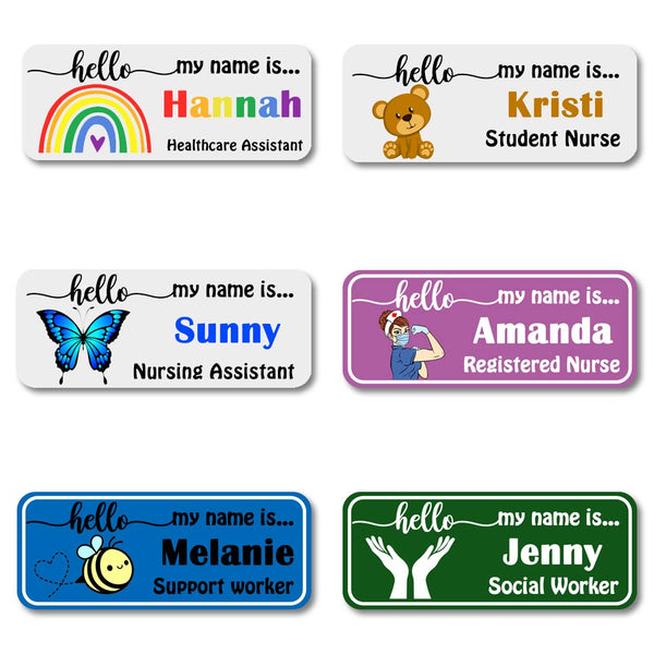 PERSONALIZED NAME BADGE NAME TAGS - MAGNETIC CLIP