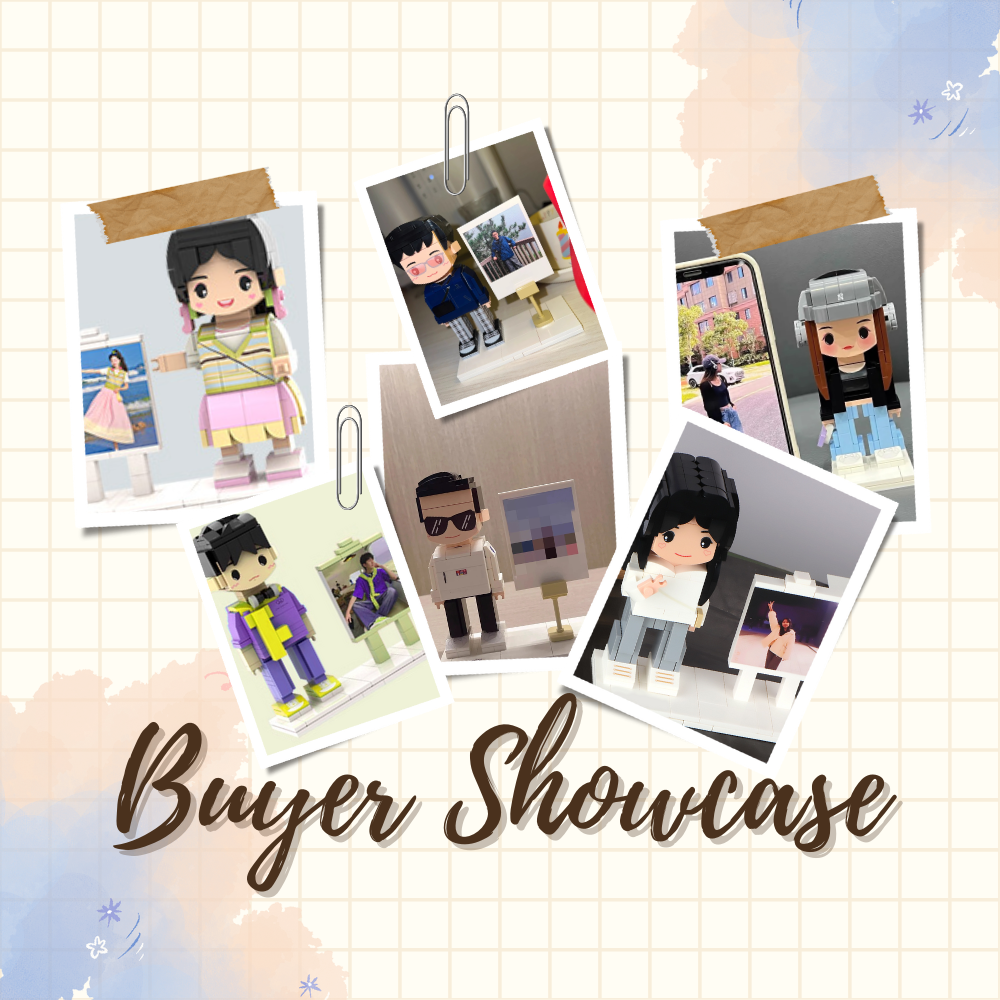 CUSTOM SINGLE-PERSON MINI BRICK FIGURE WITH EASEL PERSONALIZED BUILDING BLOCK TOY