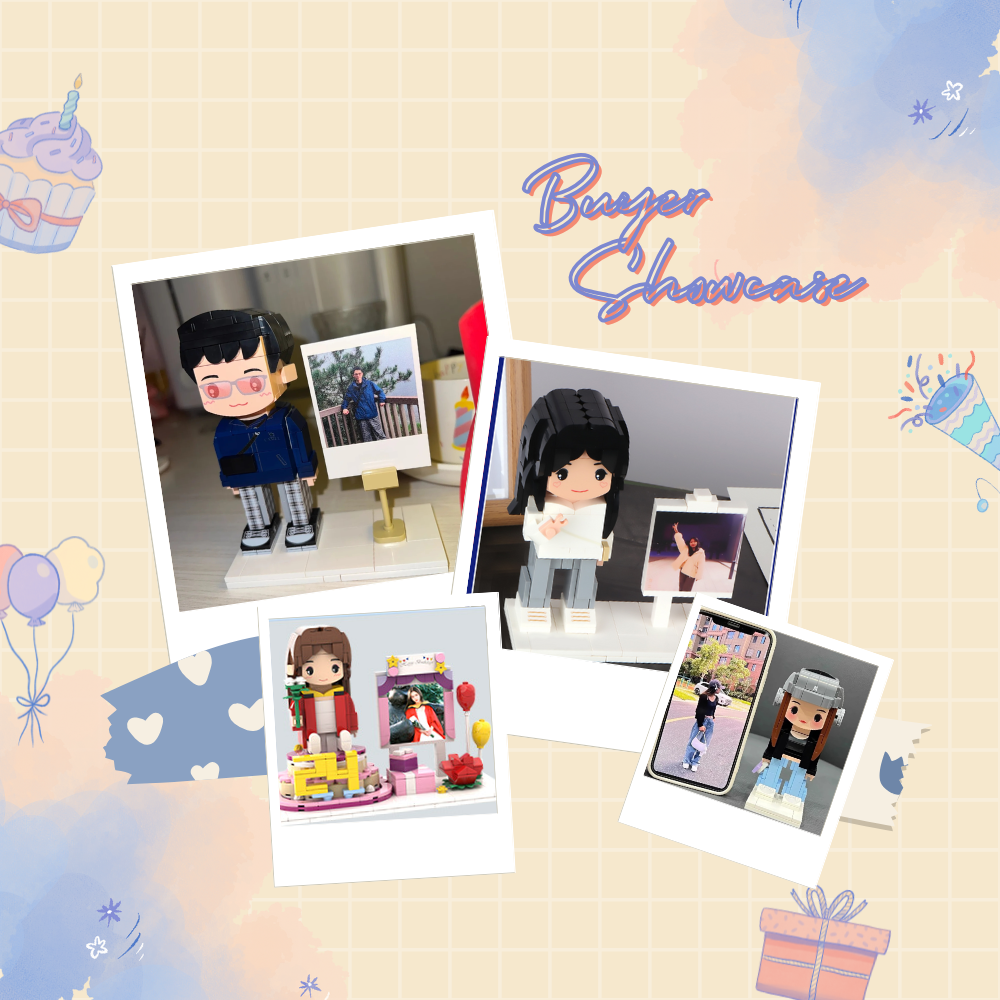 CUSTOM SINGLE-PERSON MINI BRICK FIGURE DELUXE BIRTHDAY EDITION PERSONALIZED BUILDING BLOCK TOY