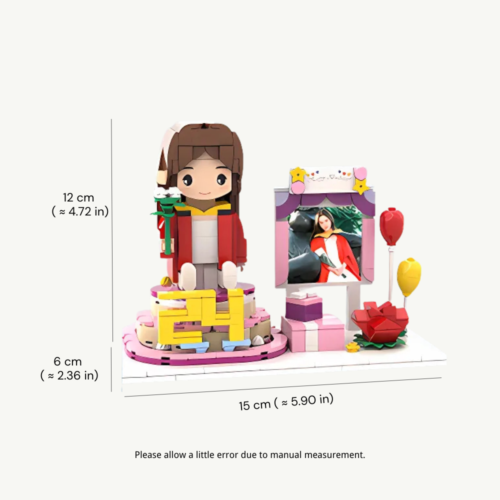CUSTOM SINGLE-PERSON MINI BRICK FIGURE DELUXE BIRTHDAY EDITION PERSONALIZED BUILDING BLOCK TOY