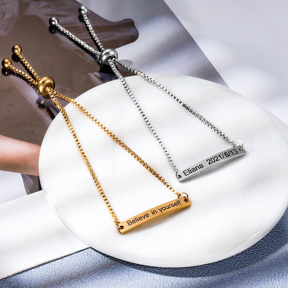 CUSTOM BAR NAME ADJUSTABLE CHAIN BRACELET