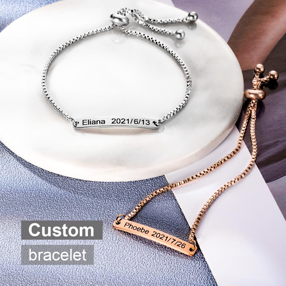 CUSTOM BAR NAME ADJUSTABLE CHAIN BRACELET