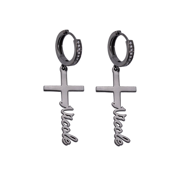 PERSONALIZED CROSS NAME EARRINGS