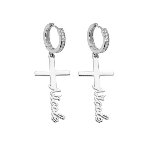 PERSONALIZED CROSS NAME EARRINGS