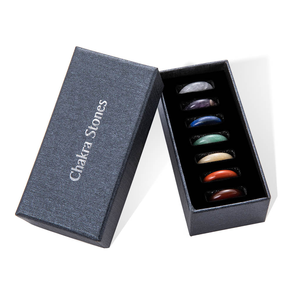 CRYSTAL HEALING YOGA GIFT WITH 7 GEMS BLACK GIFT BOX