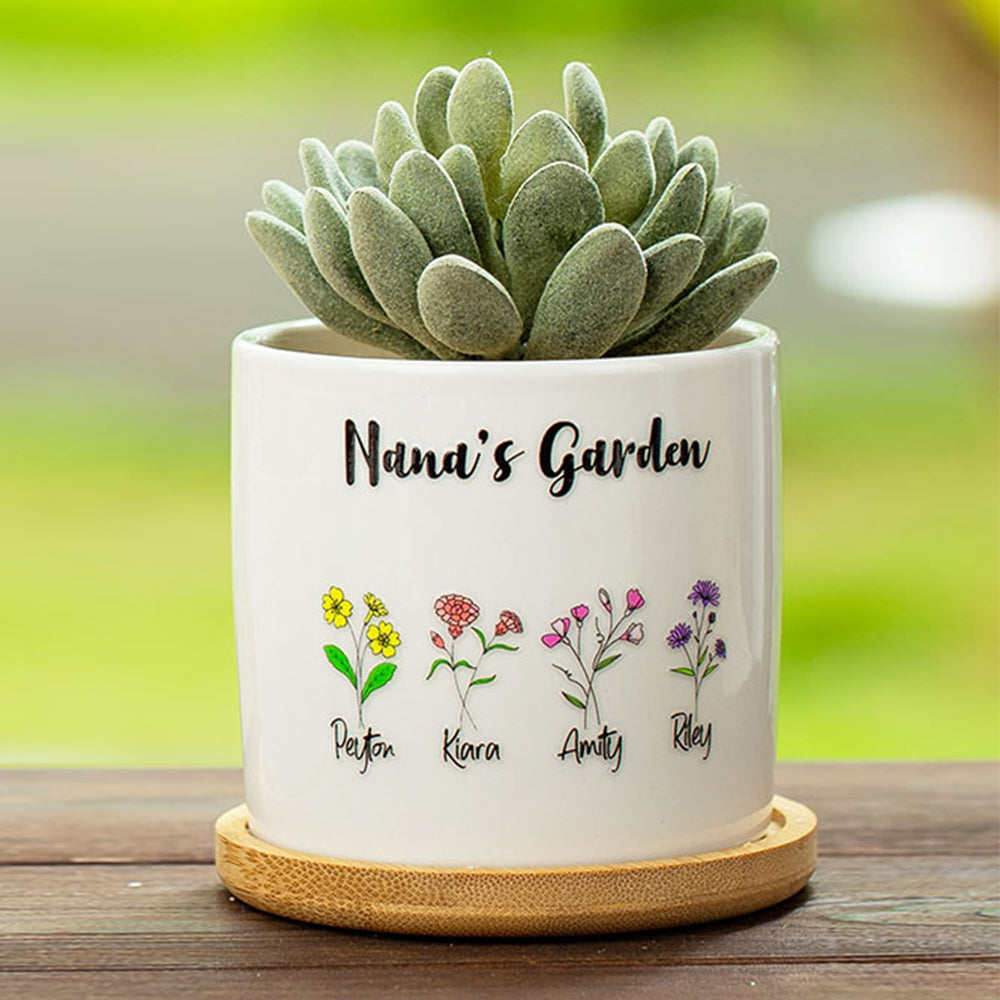 PERSONALIZED CERAMICS BIRTH FLOWER PLANT POT