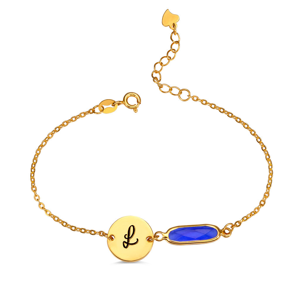 CUSTOM BIRTHSTONE BRACELET WITH NAME DISC