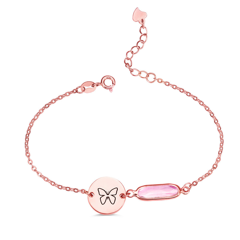 CUSTOM BIRTHSTONE BRACELET WITH NAME DISC