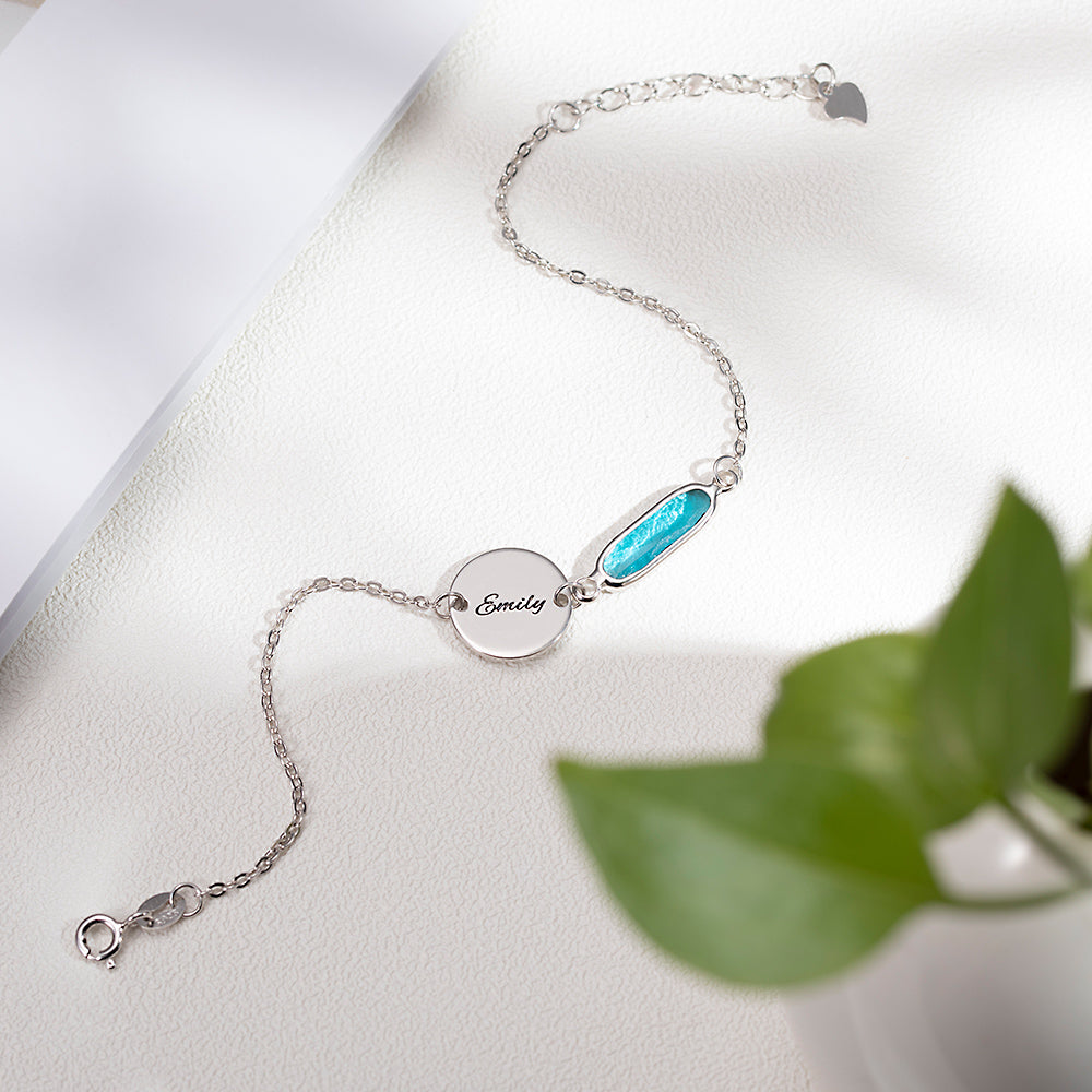 CUSTOM BIRTHSTONE BRACELET WITH NAME DISC