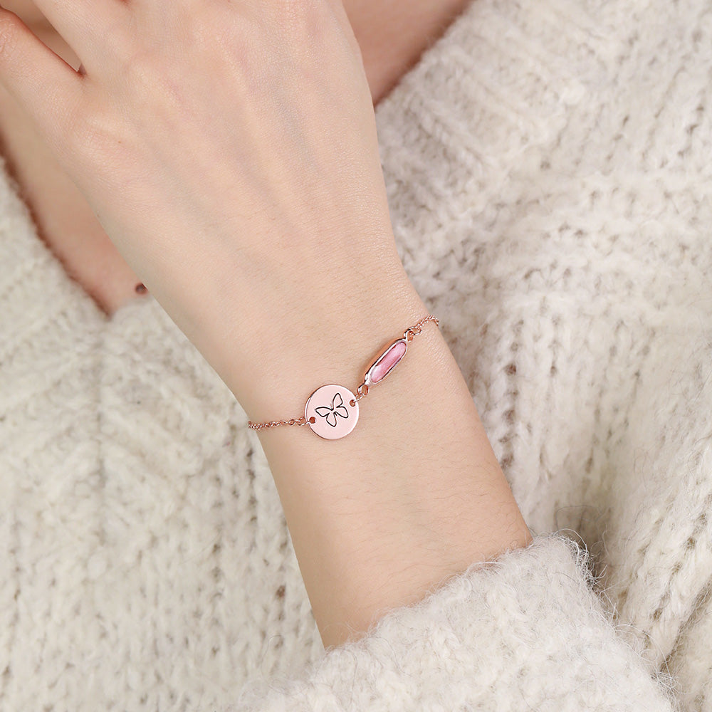 CUSTOM BIRTHSTONE BRACELET WITH NAME DISC