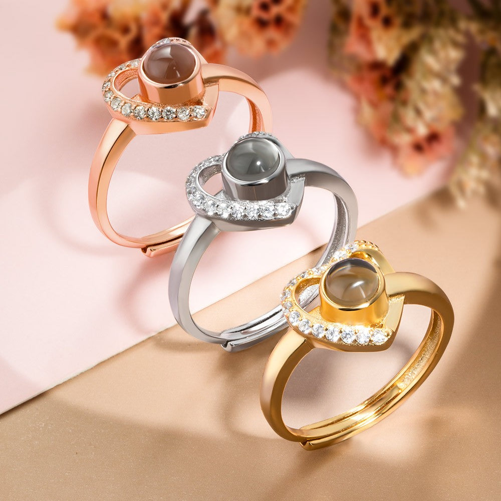 PERSONALIZED PHOTO PROJECTION HEART RING