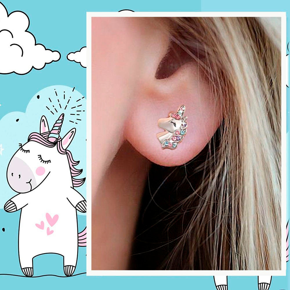 UNICORN EARRINGS WITH ZIRCON, PRINCE EARRINGS