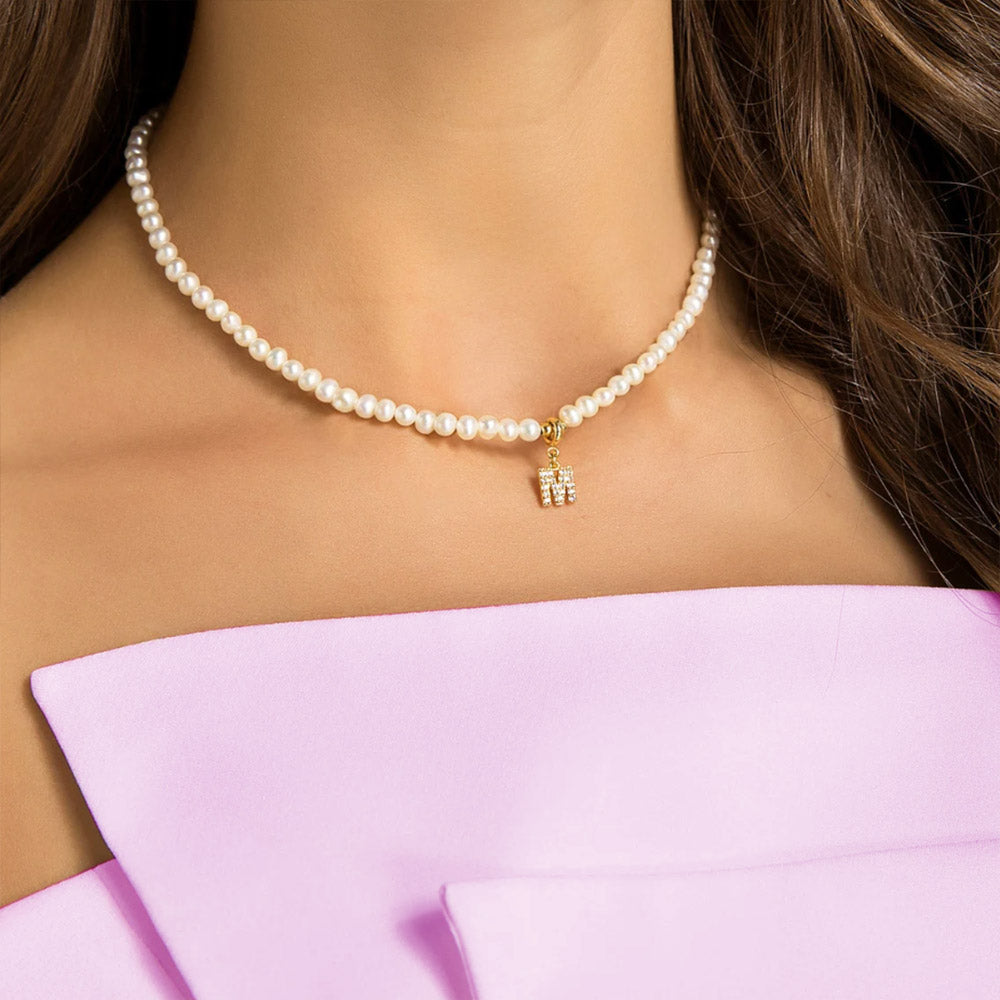 PERSONALIZED INITIAL PEARL CHOKER
