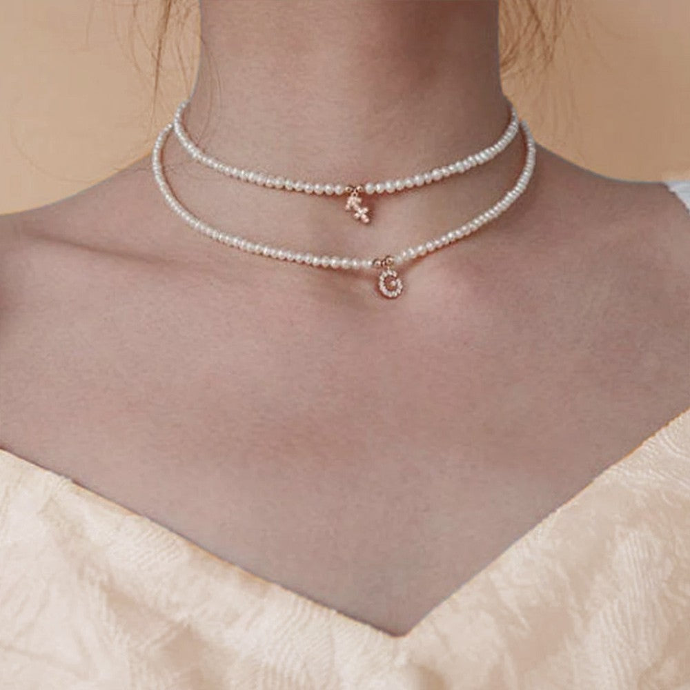 PERSONALIZED INITIAL PEARL CHOKER