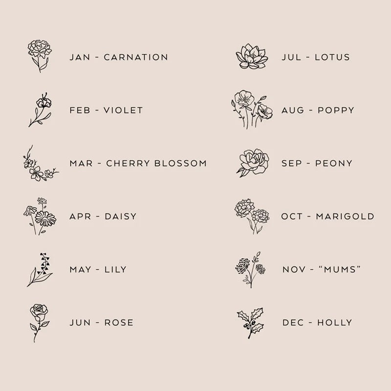 CUSTOM 1-8 BIRTH FLOWER CHARMS BRACELET