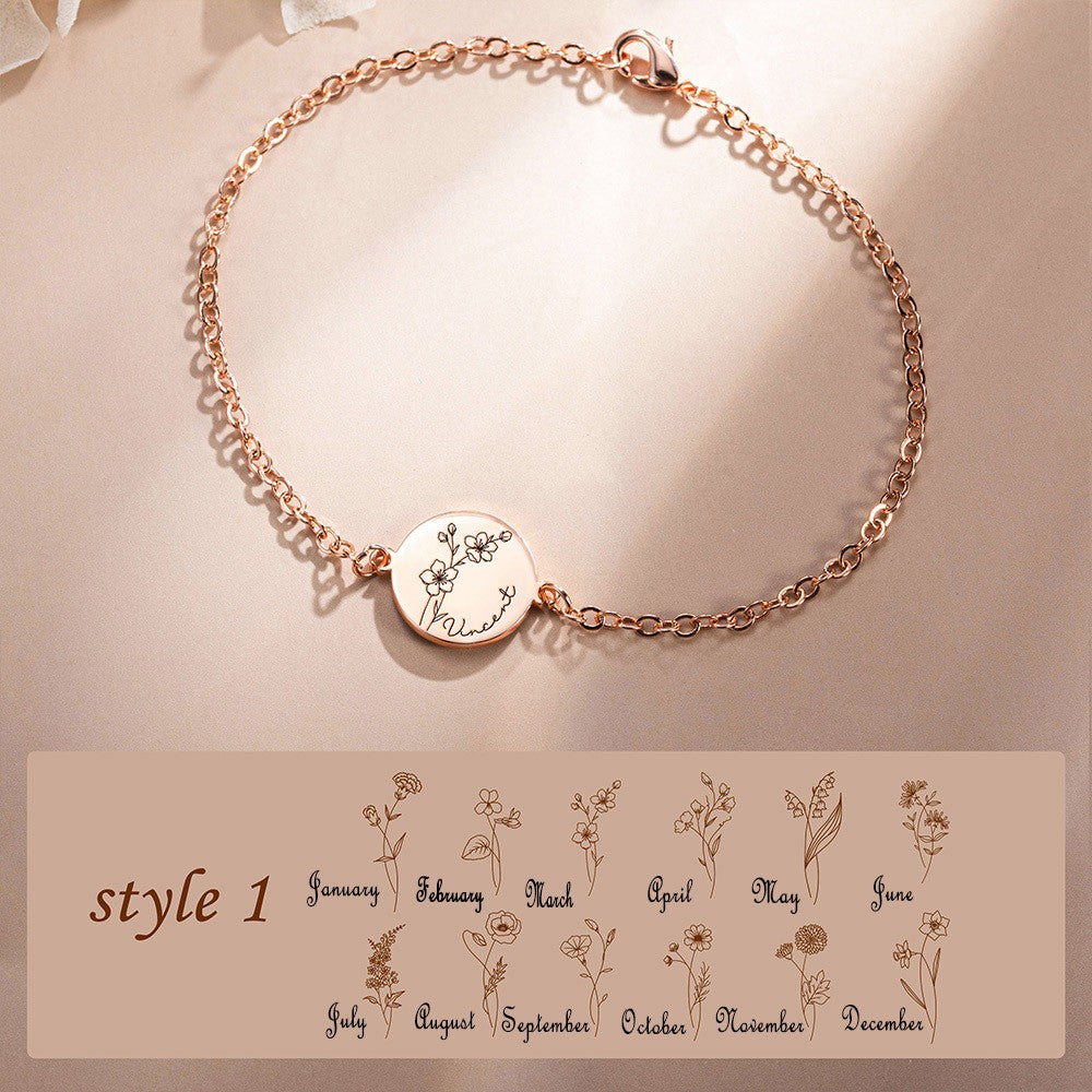CUSTOM NAME & BIRTH FLOWER BRACELET