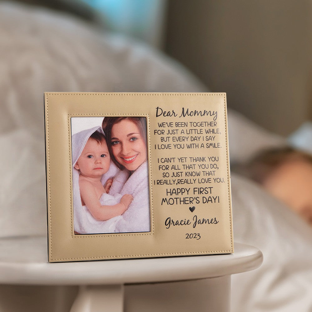 ENGRAVED NATURAL WOOD PICTURE FRAME