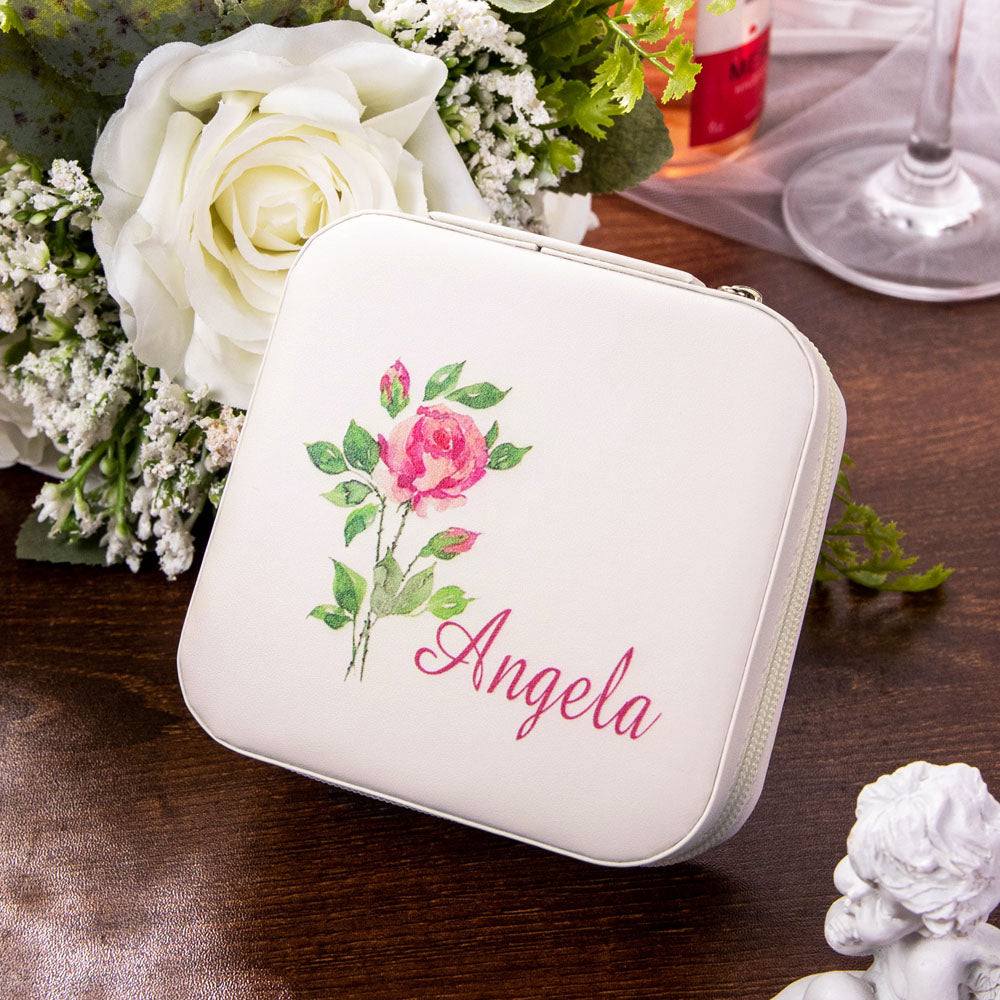 JEWELRY TRAVEL CASE WITH BIRTH FLOWER