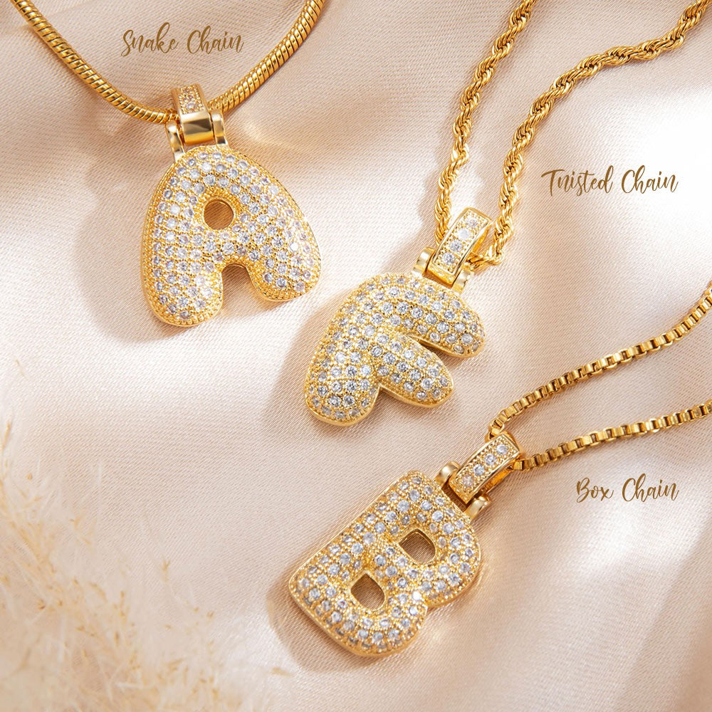 CUSTOM BUBBLE BALLOON LETTER NECKLACE