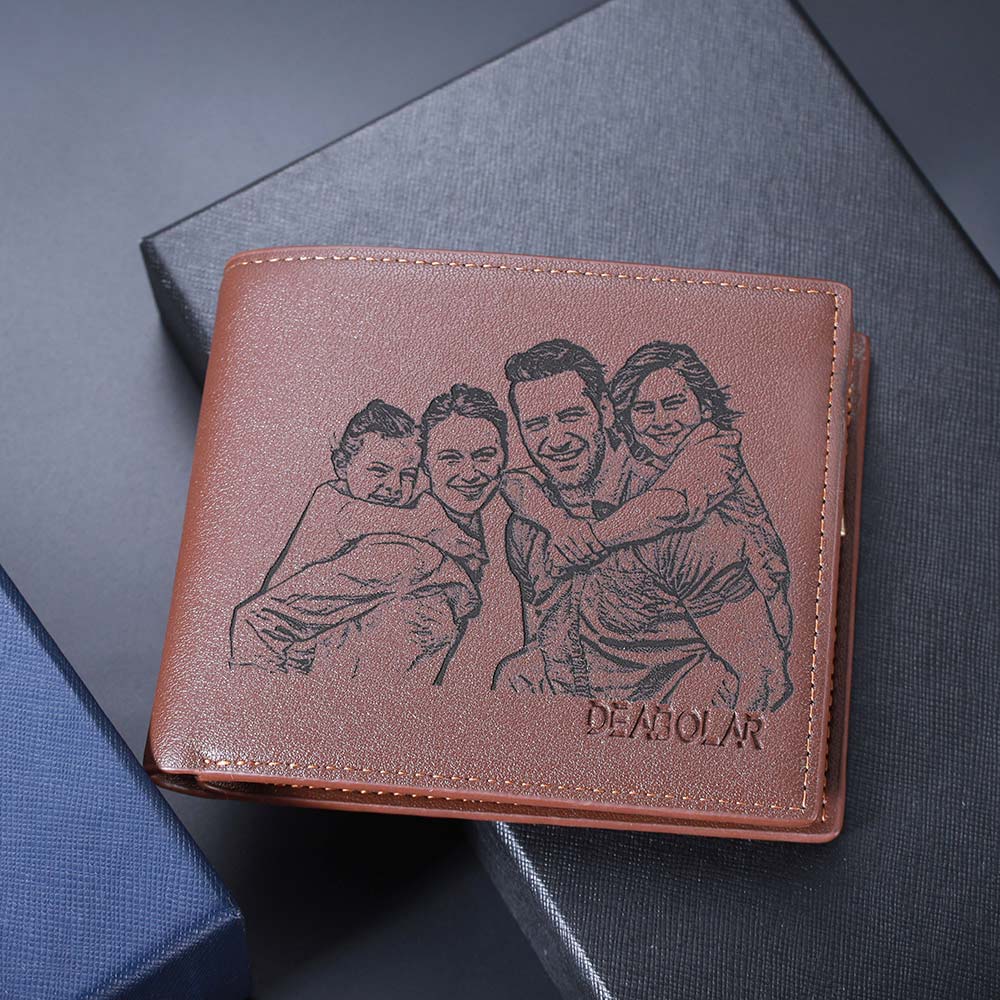 PERSONALIZED PHOTO LEATHER CARD HOLDER WALLET FOR MEN