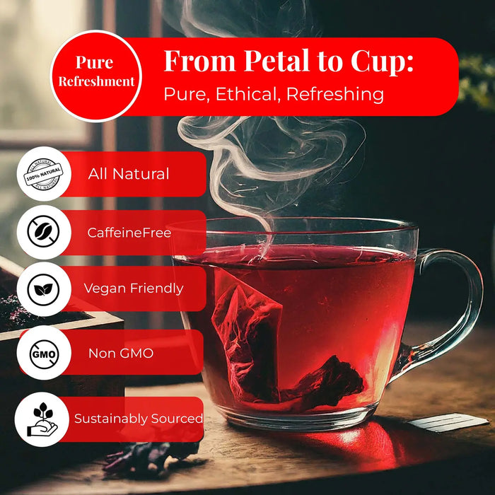 75 PURE HIBISCUS TEA BAGS, TE DE HIBISCO, CAFFEINE FREE 5 OZ - CASE OF 8