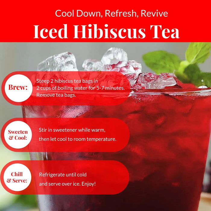 75 PURE HIBISCUS TEA BAGS, TE DE HIBISCO, CAFFEINE FREE 5 OZ - CASE OF 8