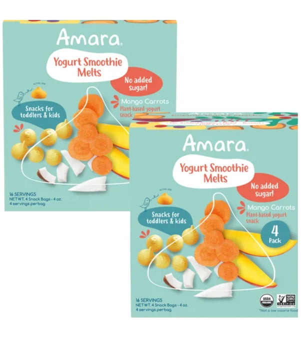 AMARA ORGANIC YOGURT SMOOTHIE MELTS 4 (1 OZ.) BAGS PER BOX - 2 BOXES