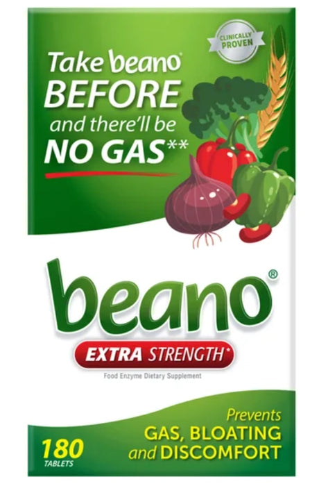 BEANO EXTRA STRENGTH FOOD ENZYME DIETARY SUPPLEMENT, 180 TABLETS