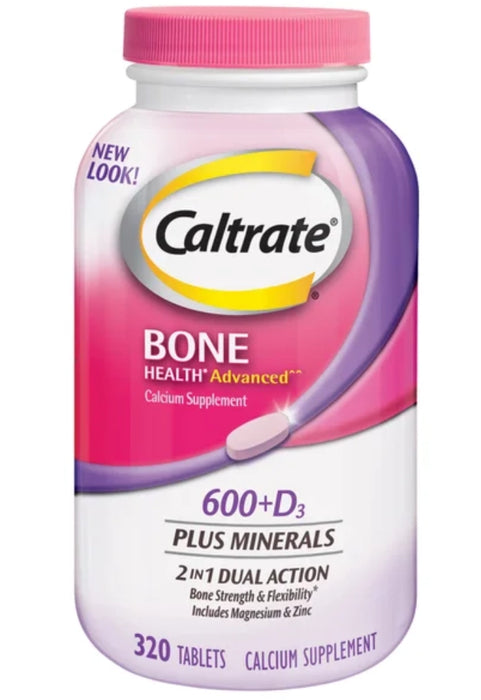 CALTRATE BONE HEALTH ADVANCED CALCIUM 600+D3 PLUS MINERALS, 320 TABLETS