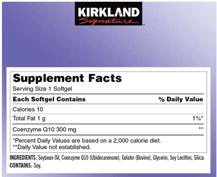 KIRKLAND SIGNATURE COQ10 300 MG, 100 SOFTGELS