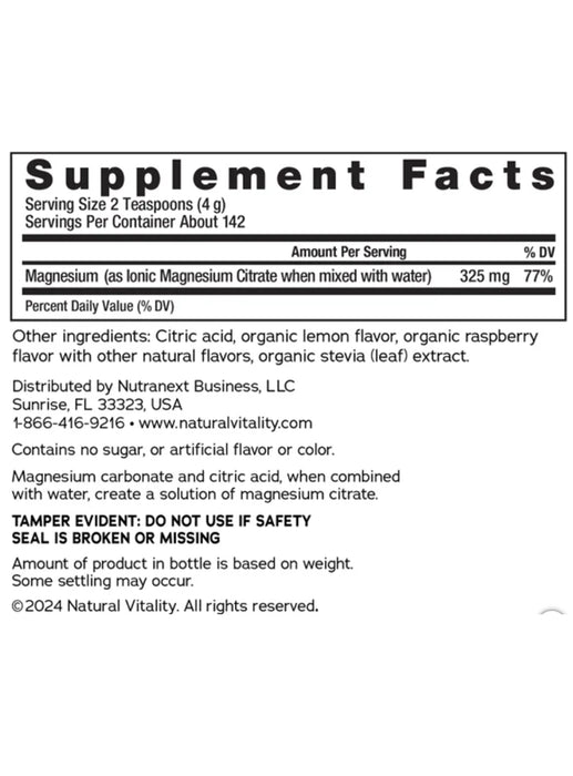 NATURAL VITALITY CALM MAGNESIUM CITRATE POWDER, 20 OUNCES