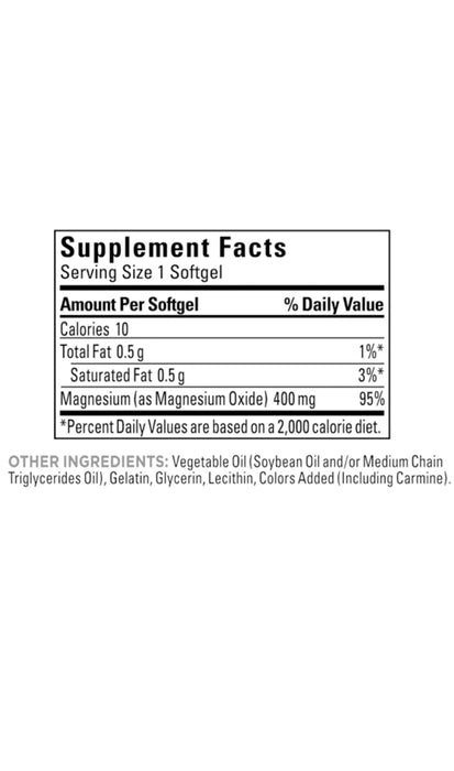 NATURE MADE EXTRA STRENGTH MAGNESIUM 400 MG., 180 SOFTGELS