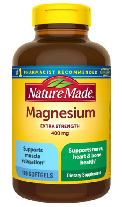 NATURE MADE EXTRA STRENGTH MAGNESIUM 400 MG., 180 SOFTGELS