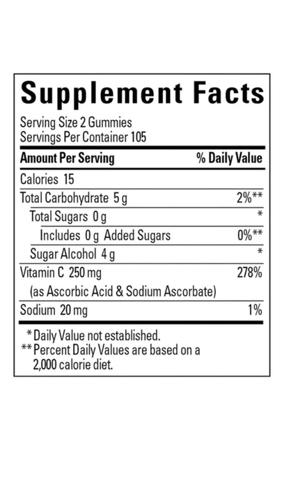 NATURE MADE ZERO SUGAR VITAMIN C GUMMIES 250 MG., 210 GUMMIES