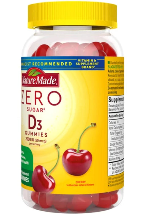 NATURE MADE ZERO SUGAR VITAMIN D3 GUMMIES 50 MCG., 230 GUMMIES