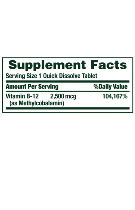 NATURE'S BOUNTY VITAMIN B-12 2500 MCG, 300 QUICK DISSOLVE TABLETS