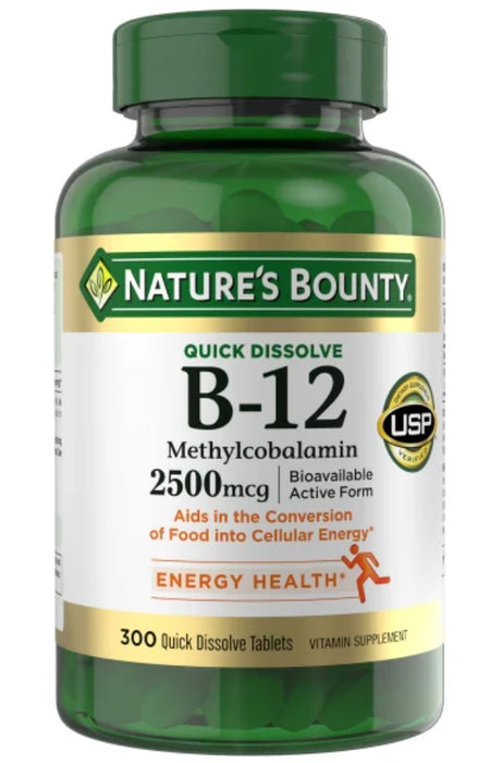 NATURE'S BOUNTY VITAMIN B-12 2500 MCG, 300 QUICK DISSOLVE TABLETS