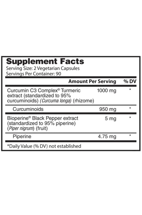 NATURE'S LAB TURMERIC EXTRACT 1000MG WITH CURCUMIN C3 COMPLEX & BIOPERINE, 180 VEGETARIAN CAPSULES