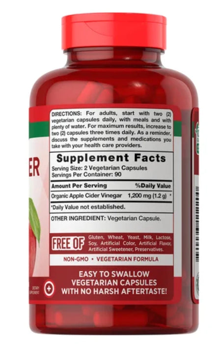 NATURE’S TRUTH APPLE CIDER VINEGAR 1200 MG, 180 CAPSULES