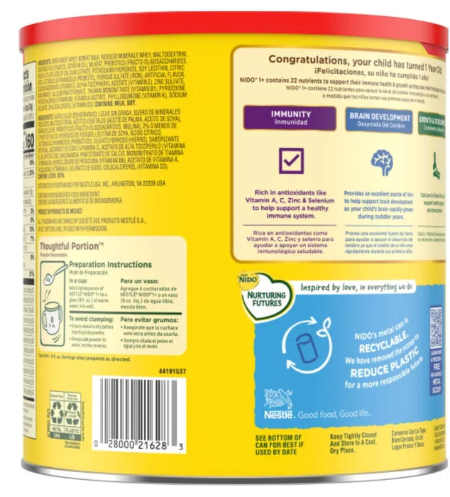 NESTLÉ NIDO KINDER 1+ TODDLER POWDERED MILK, 4.85 LBS