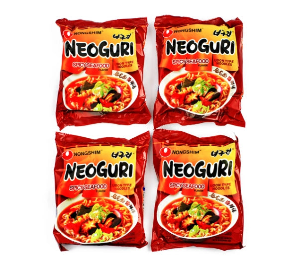 NONGSHIM NEOGURI INSTANT UDON TYPE NOODLES, SPICY SEAFOOD FLAVOR 120G, 4-PACK