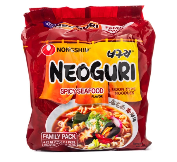 NONGSHIM NEOGURI INSTANT UDON TYPE NOODLES, SPICY SEAFOOD FLAVOR 120G, 4-PACK
